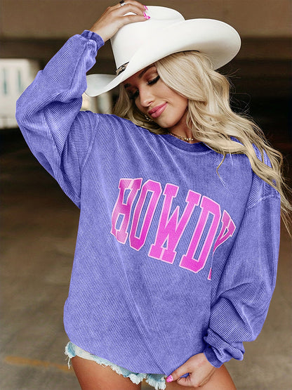 Corduroy Letter Crewneck Sweatshirt