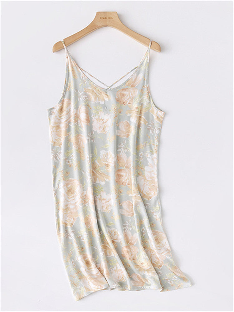 Printed Cross-Back Cami Dress