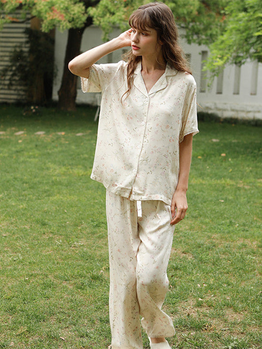 Willow Leaf Blommig Pyjamas Set