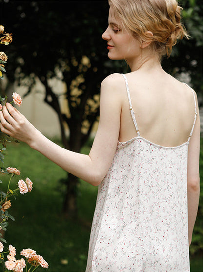 Satin Pink Petite Floral Nightgown