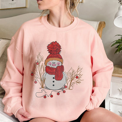 Christmas Snowman Embroidered Sweatshirt