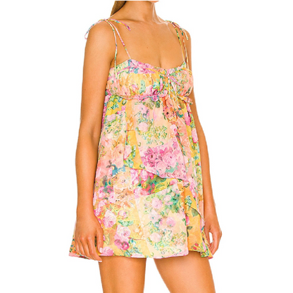 Sienna Floral Print Empire Spaghetti Strap Mini Dress