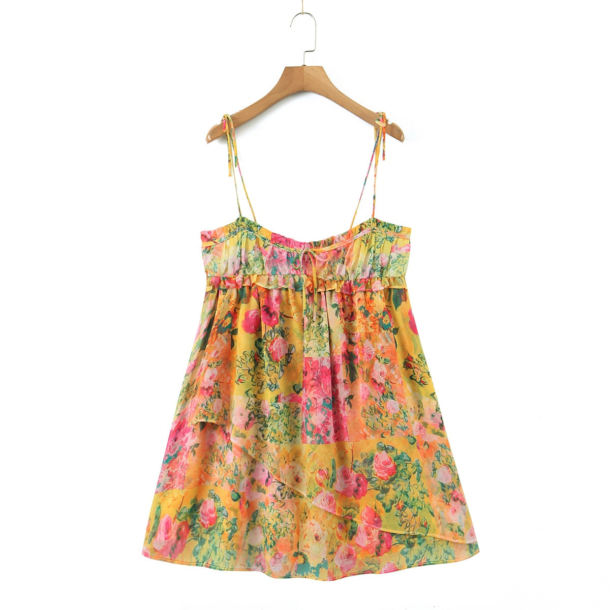 Sienna Floral Print Empire Spaghetti Strap Mini Dress