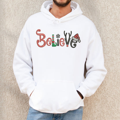 Χριστουγεννιάτικο Κεντημένο Φούτερ Believe Santa Crewneck 