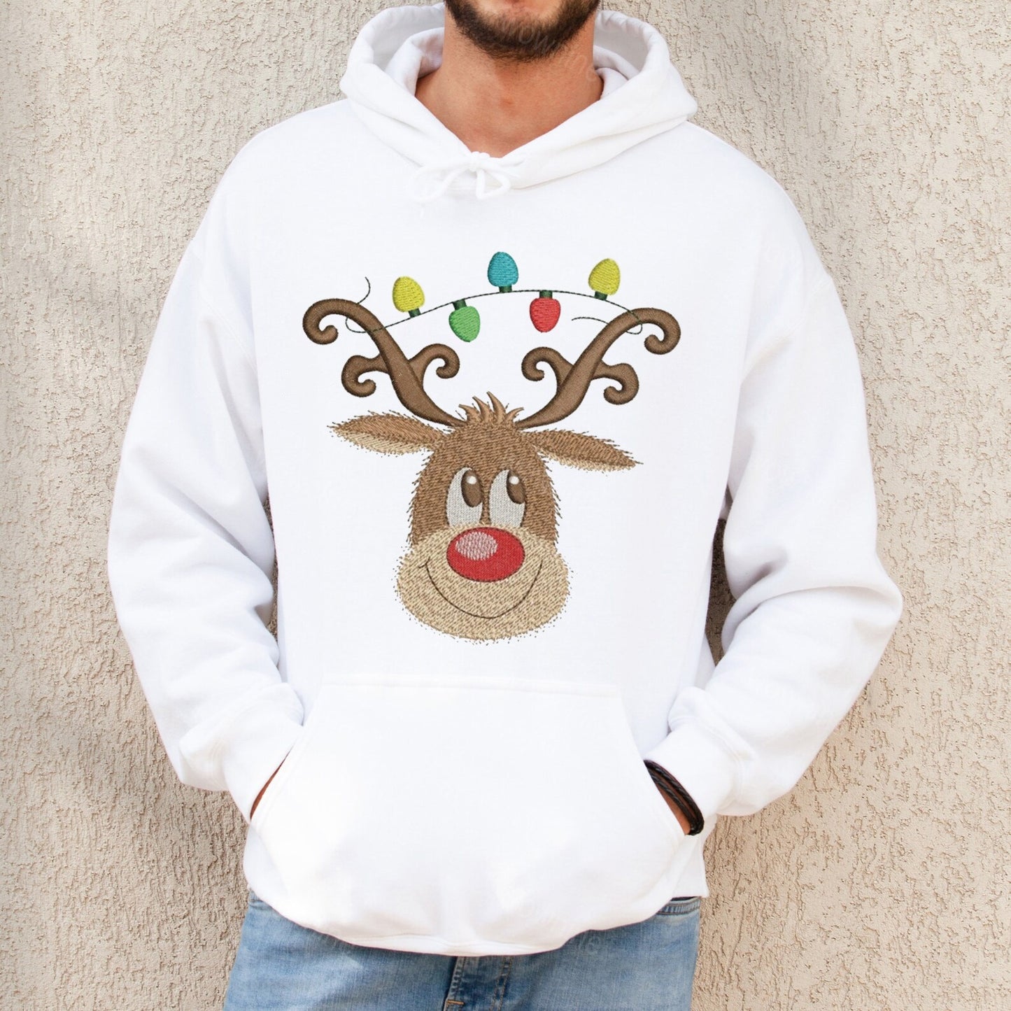 Weihnachts-Hirsch-besticktes Sweatshirt