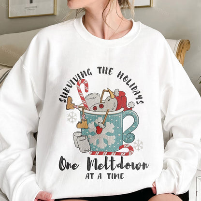 Christmas Snowmen Cup Embroidered Sweatshirt