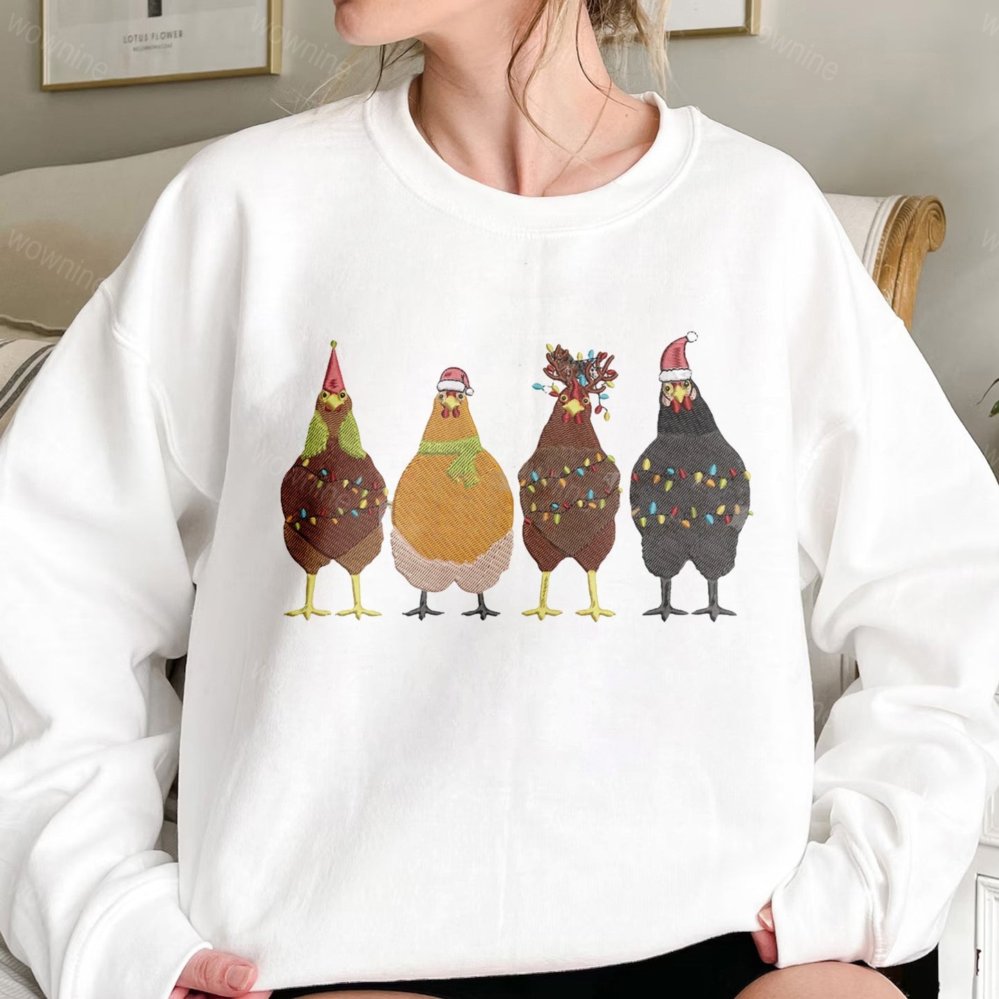 Embroidered Christmas Chicken Sweatshirt