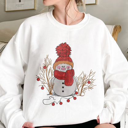 Christmas Snowman Embroidered Sweatshirt