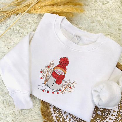 Christmas Snowman Embroidered Sweatshirt