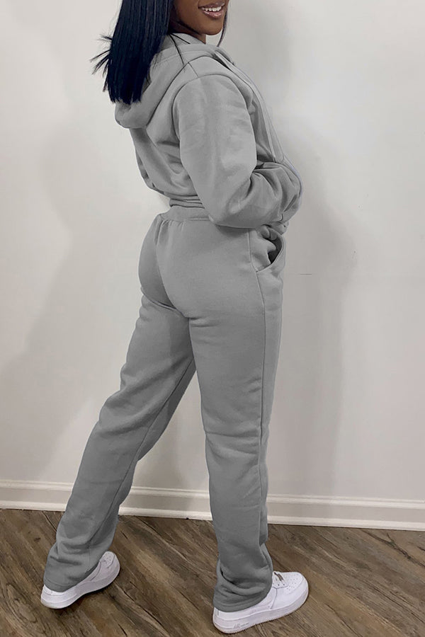 Drawstring Hoodie & Sweatpants Set