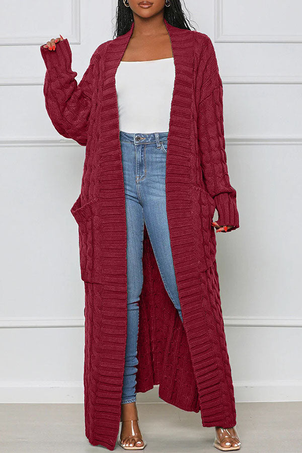 Stylish Cable Knit Dual Pocket Cardigan