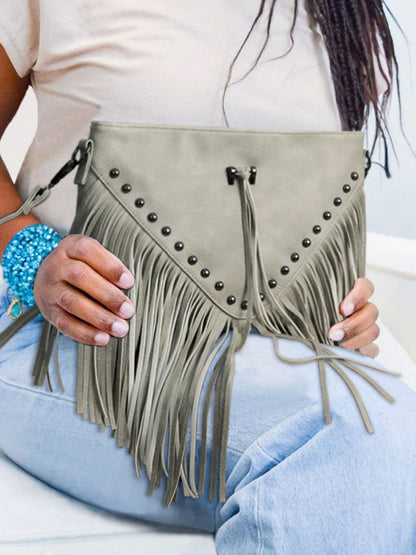 Koženková crossbody kabelka Rivet Fringe Tassel