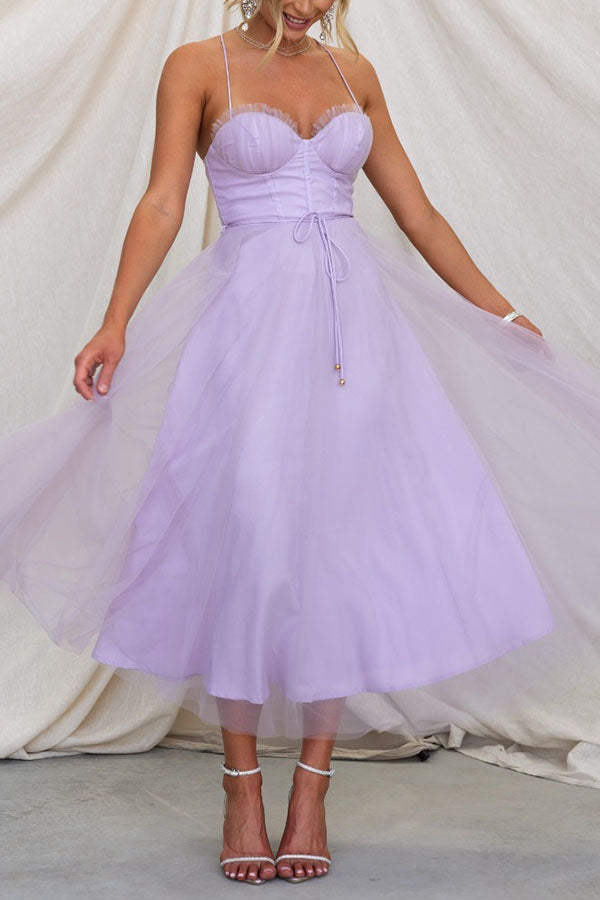 Modernes Party-Maxikleid aus Chiffon im Prinzessin-Stil mit Hosenträgern