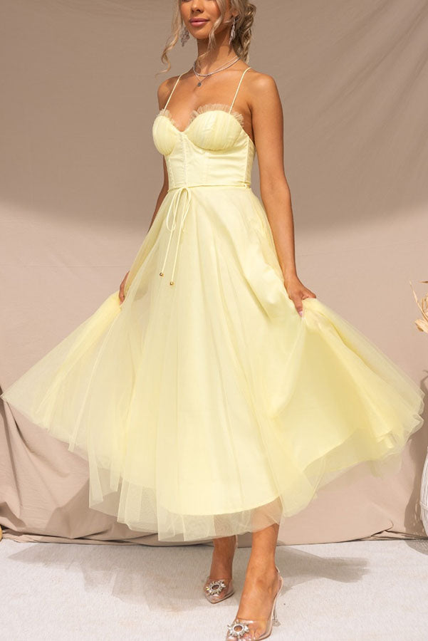 Modern-day Princess Chiffon Suspenders Party Maxi Dress