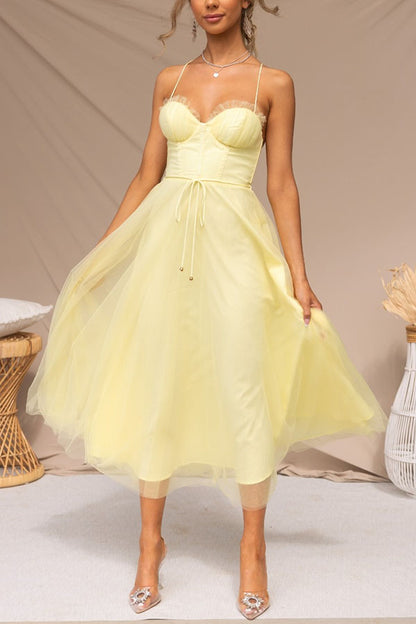 Modernes Party-Maxikleid aus Chiffon im Prinzessin-Stil mit Hosenträgern