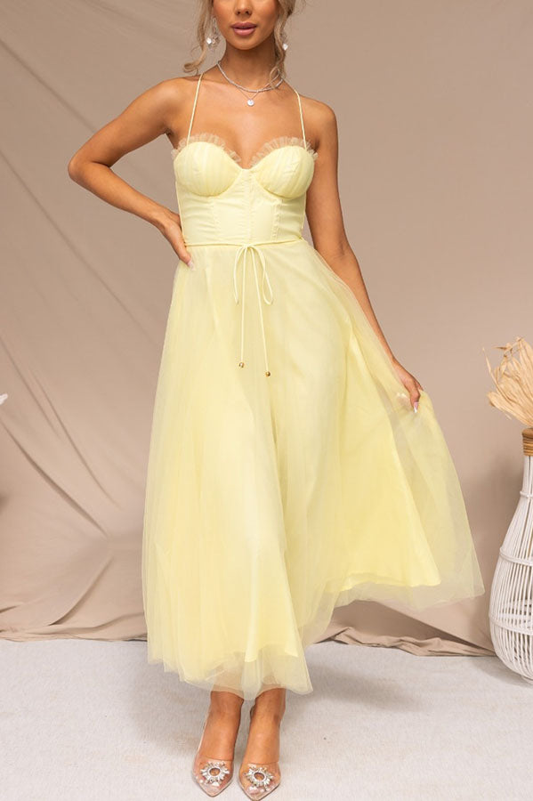 Modern-day Princess Chiffon Suspenders Party Maxi Dress