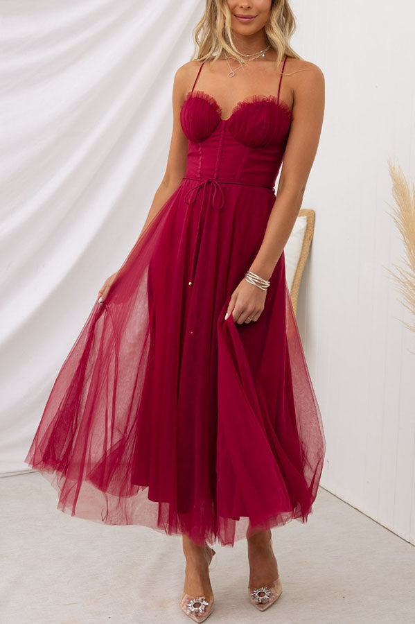 Modern-day Princess Chiffon Suspenders Party Maxi Dress