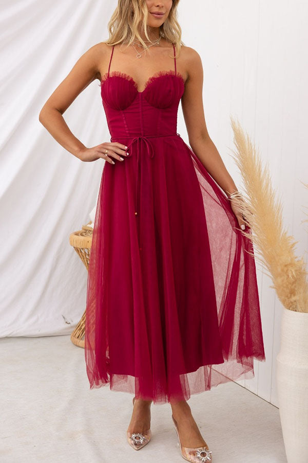 Modern-day Princess Chiffon Suspenders Party Maxi Dress