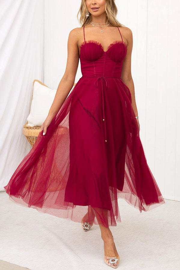 Modern-day Princess Chiffon Suspenders Party Maxi Dress