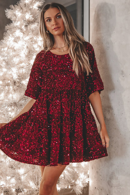 Karštas 2024 m. pavasario išpardavimas✨Sequin Baby Doll suknelė❤️Pirkite 2 nemokamas pristatymas