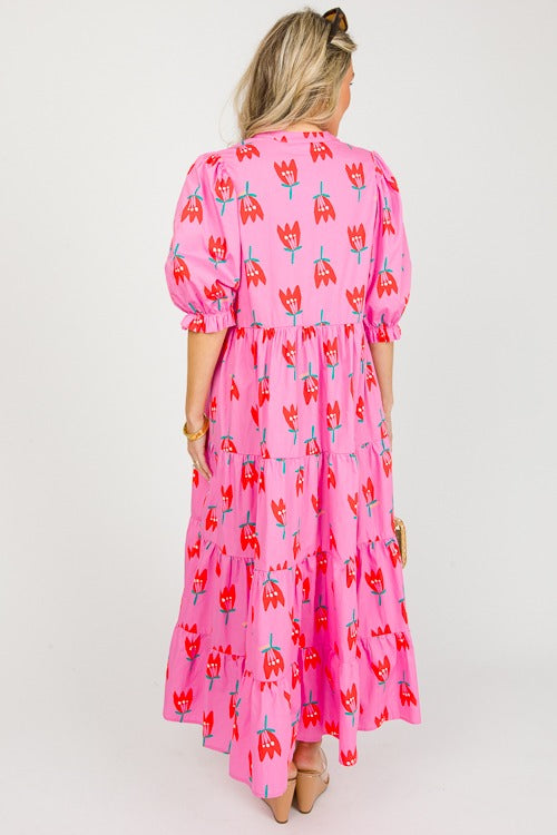 Maxikleid mit Print, Erdbeere