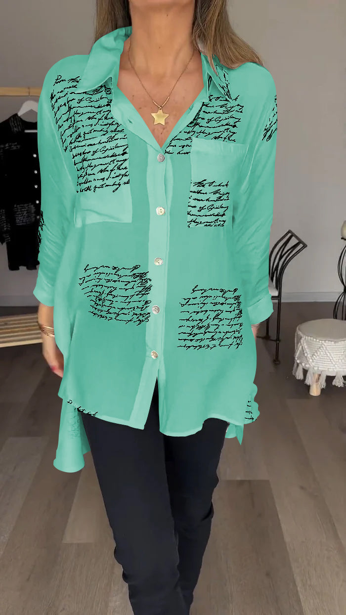 2024 New Hot Sale 💖 Letter Print Fashion Lapel Shirt