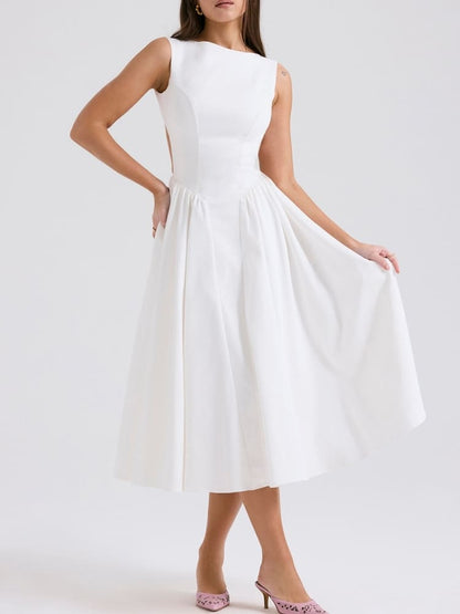 Vestido midi de sarga blanco