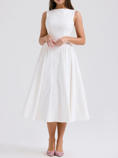 Vestido midi de sarga blanco