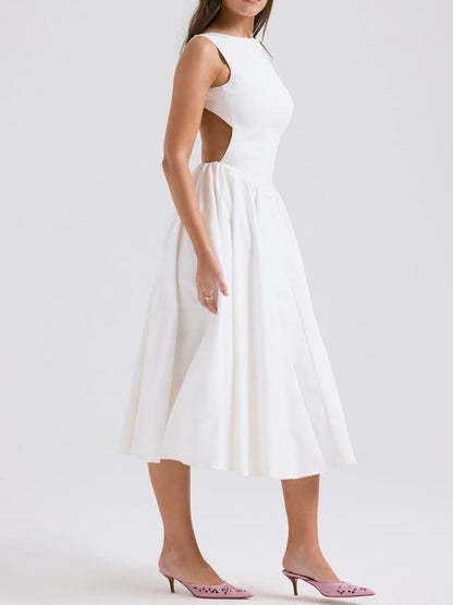 Vestido midi de sarga blanco