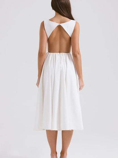 Robe d'été midi en sergé blanc 