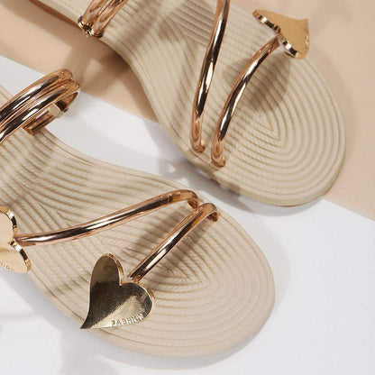 Mini Heart-shaped Flat Beach Sandals