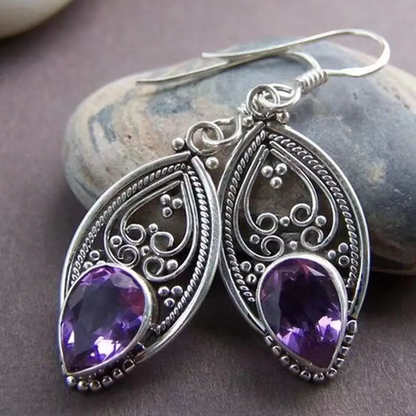 Handmade Amethyst Design Dangle Earrings