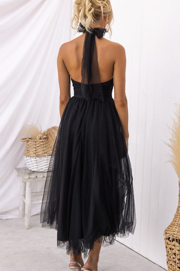 Fairy Vibes Tulle Gathered Detail Halter Maxi Φόρεμα