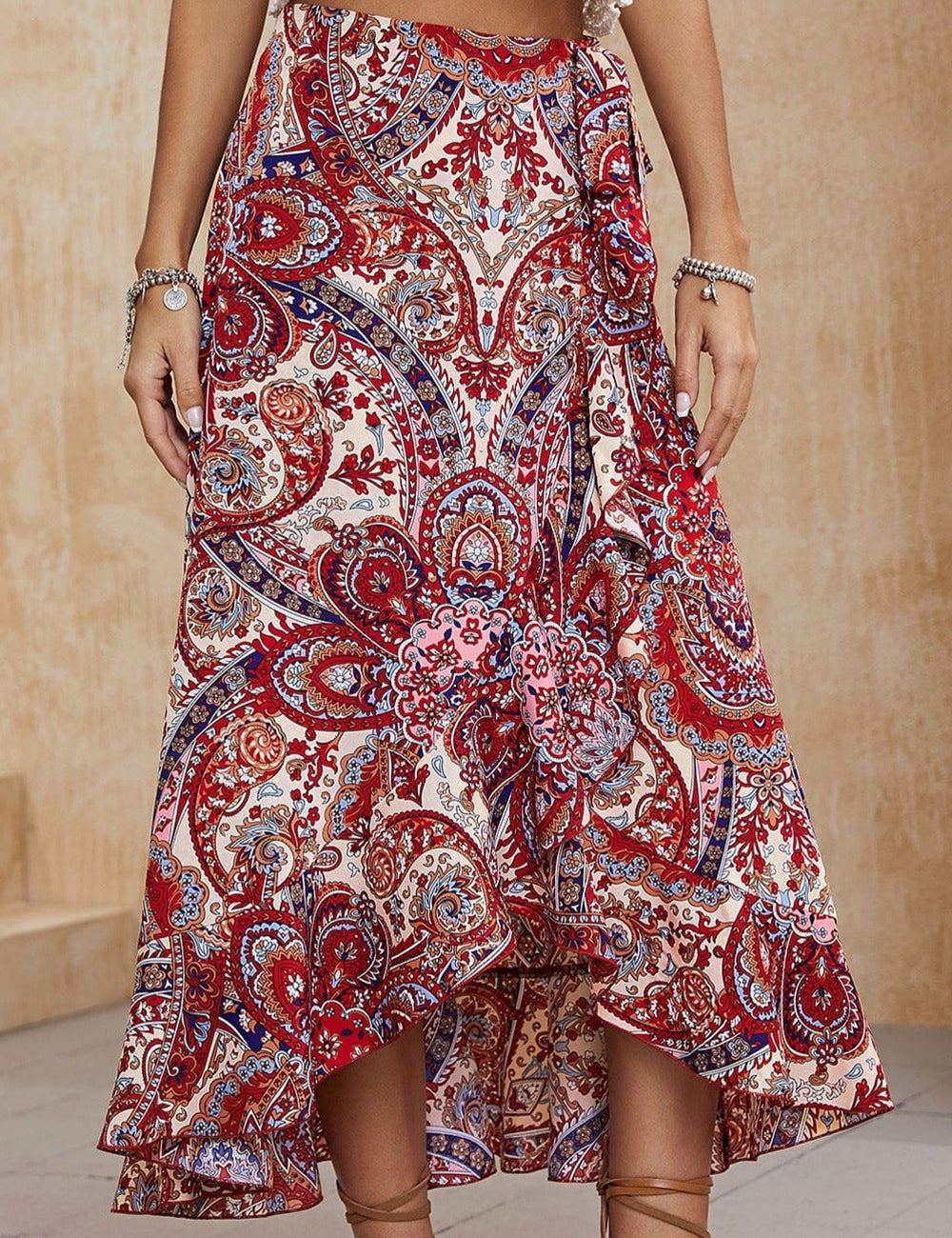 Boho Paisley High Low Midi sijonas