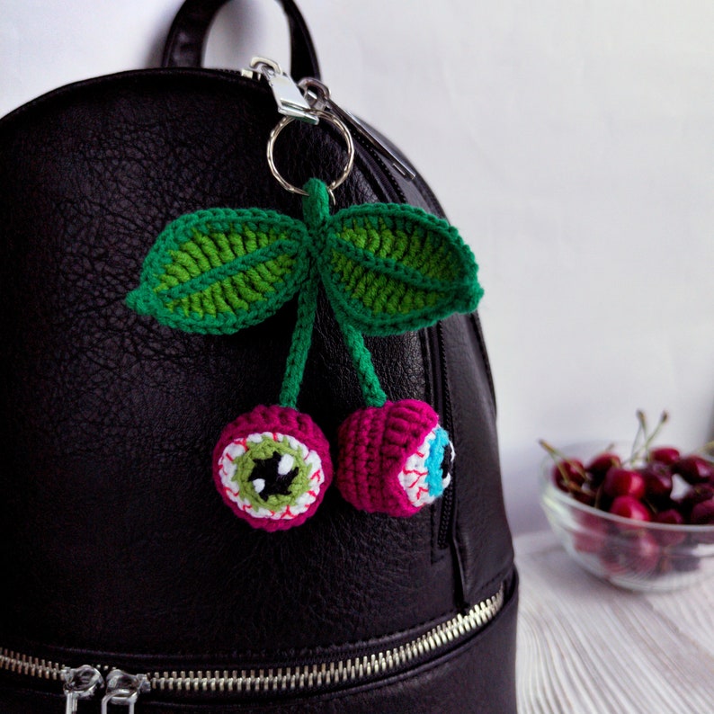 Amigurumi Cherry Eyes Crochet Keychain