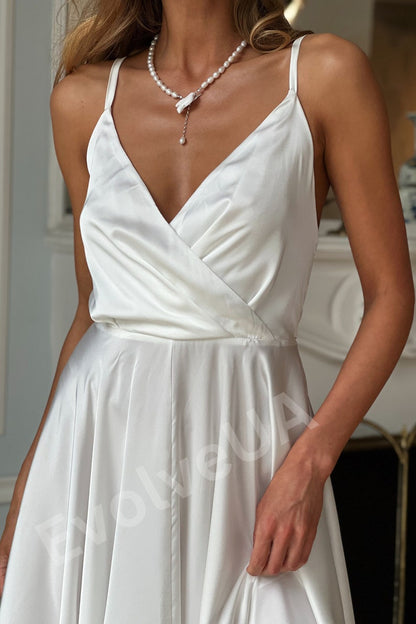 White Silk Midi Dress with Open back