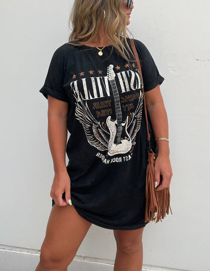 Robe t-shirt graphique Nashville noire