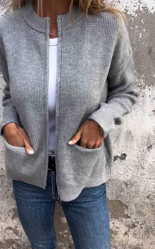 Cotton Cardigan with Zip