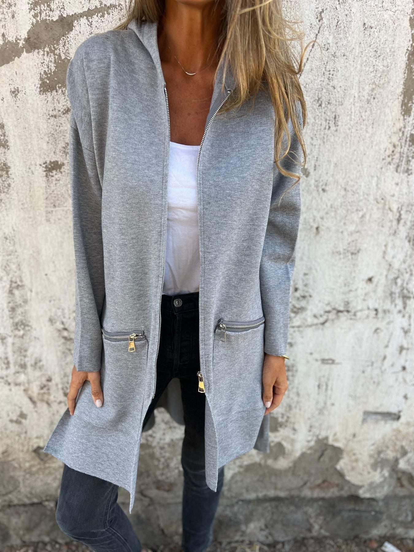 Casual Long Sleeve Jacket with Zip