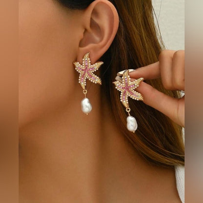 Women's Ocean Animal Earrings Fashion Colorful Starfish Pendant Earrings