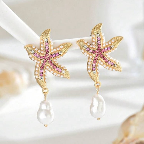 Women's Ocean Animal Earrings Fashion Colorful Starfish Pendant Earrings