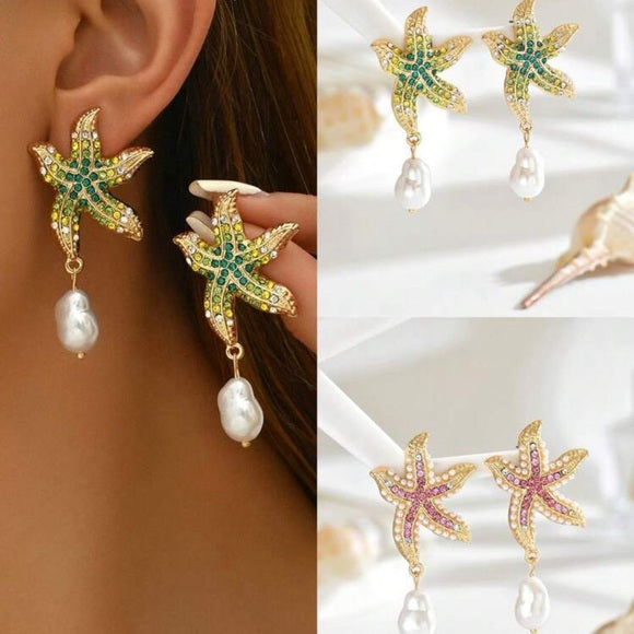 Women's Ocean Animal Earrings Fashion Colorful Starfish Pendant Earrings