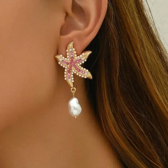 Women's Ocean Animal Earrings Fashion Colorful Starfish Pendant Earrings