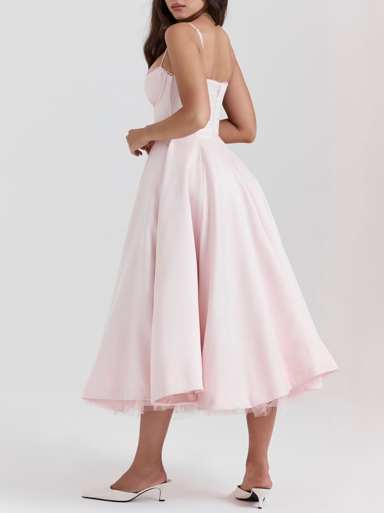 Vestido midi rosa bailarina