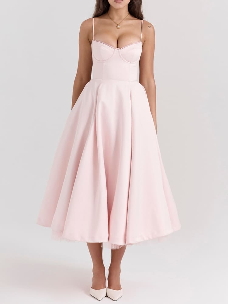 Robe mi-longue rose ballerine 