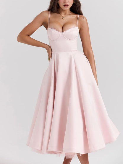 Robe mi-longue rose ballerine 