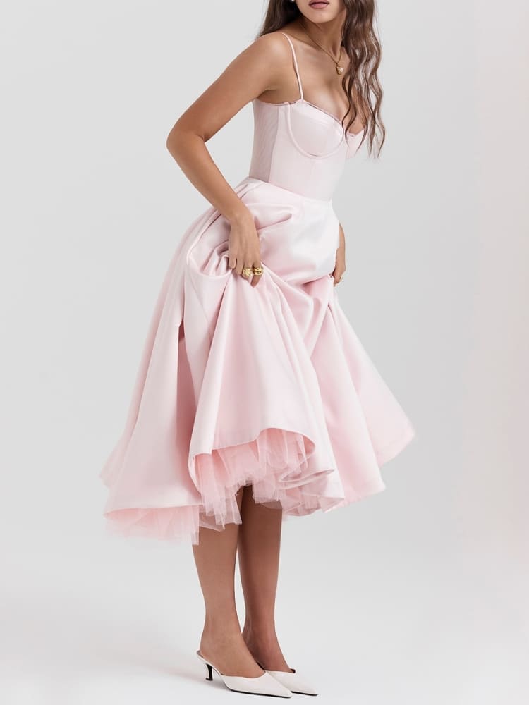 Robe mi-longue rose ballerine 