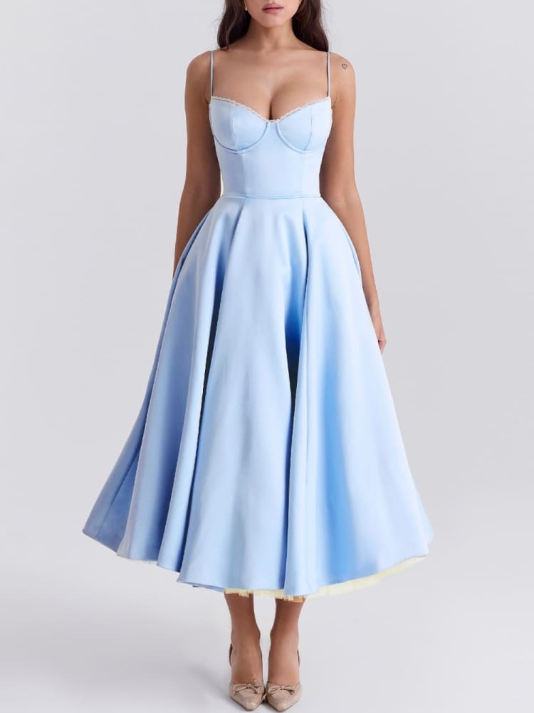 Abito midi in tulle blu Cenerentola