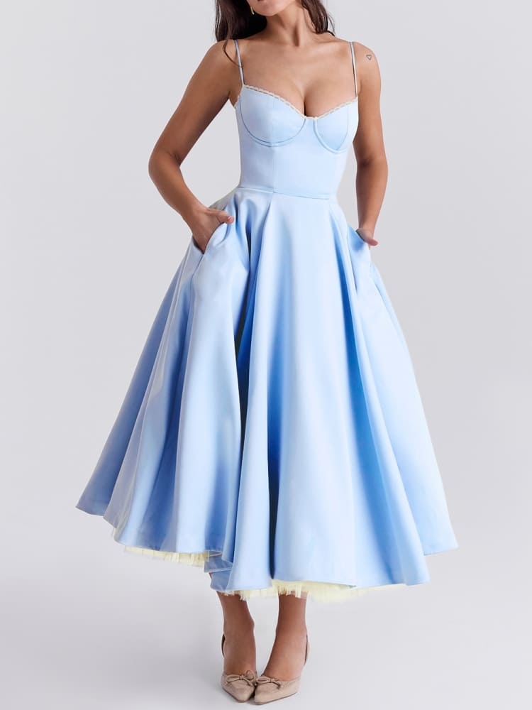 Abito midi in tulle blu Cenerentola