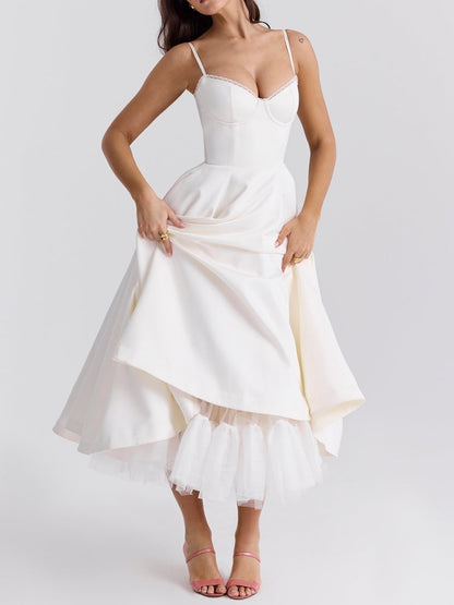 Robe midi en tulle blanche 